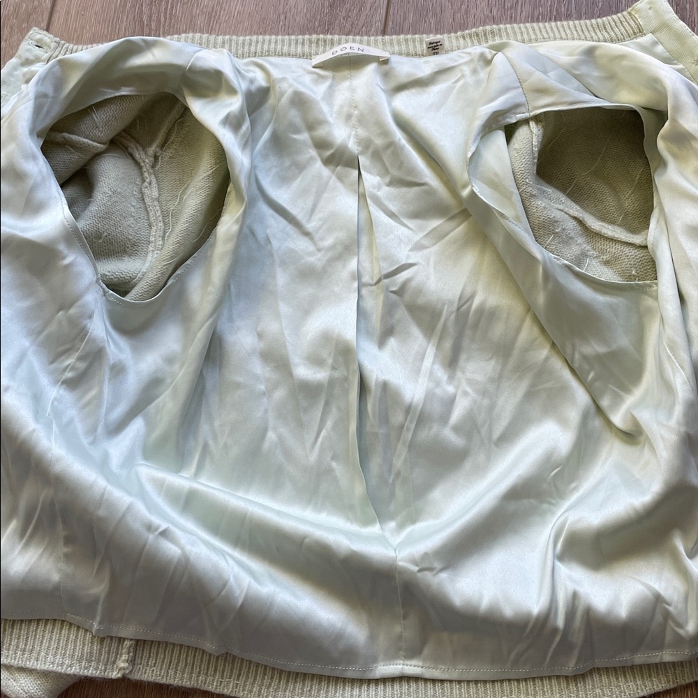 Doen Cashmere Pearl-Embellished Cream Women's Cardigan Sweater - Picture 11 of 14